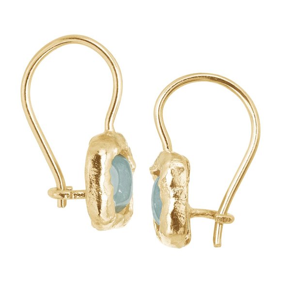 Silpada 'Mediterra' Natural Aquamarine Drop Earrings 14K Gold on Sterling Silver - Picture 2 of 5